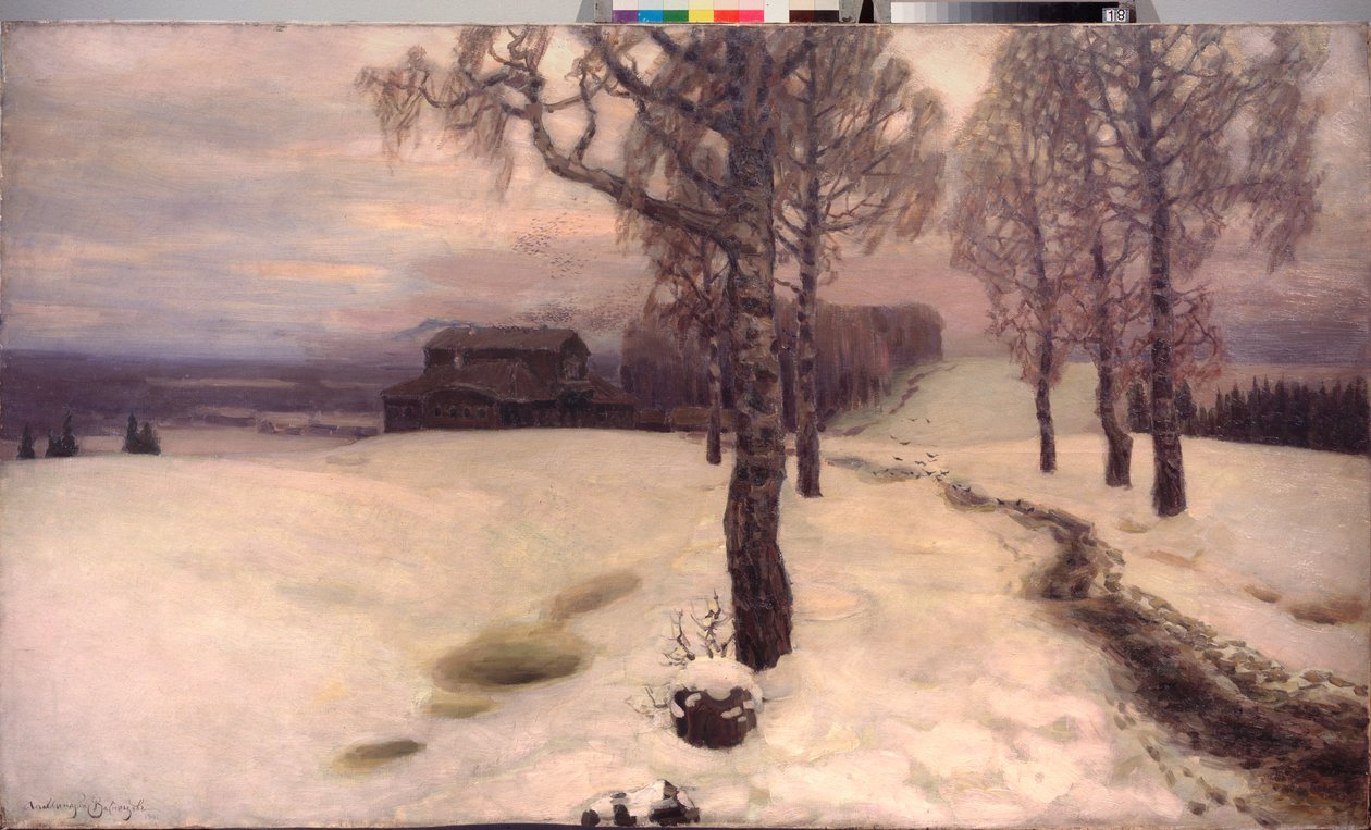 A Breath of Spring - Pintura de Appolinari Mikhaylovich Vasnetsov (1856-1933), óleo sobre tela de Apollinari Mikhailovich Vasnetsov
