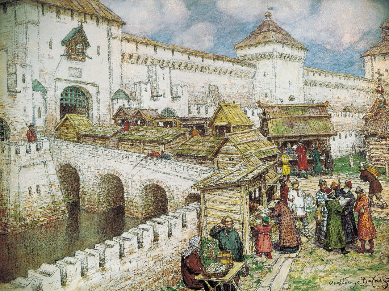 XVII Livrarias na Ponte Spassky no século 17 de Apollinari Mikhailovich Vasnetsov
