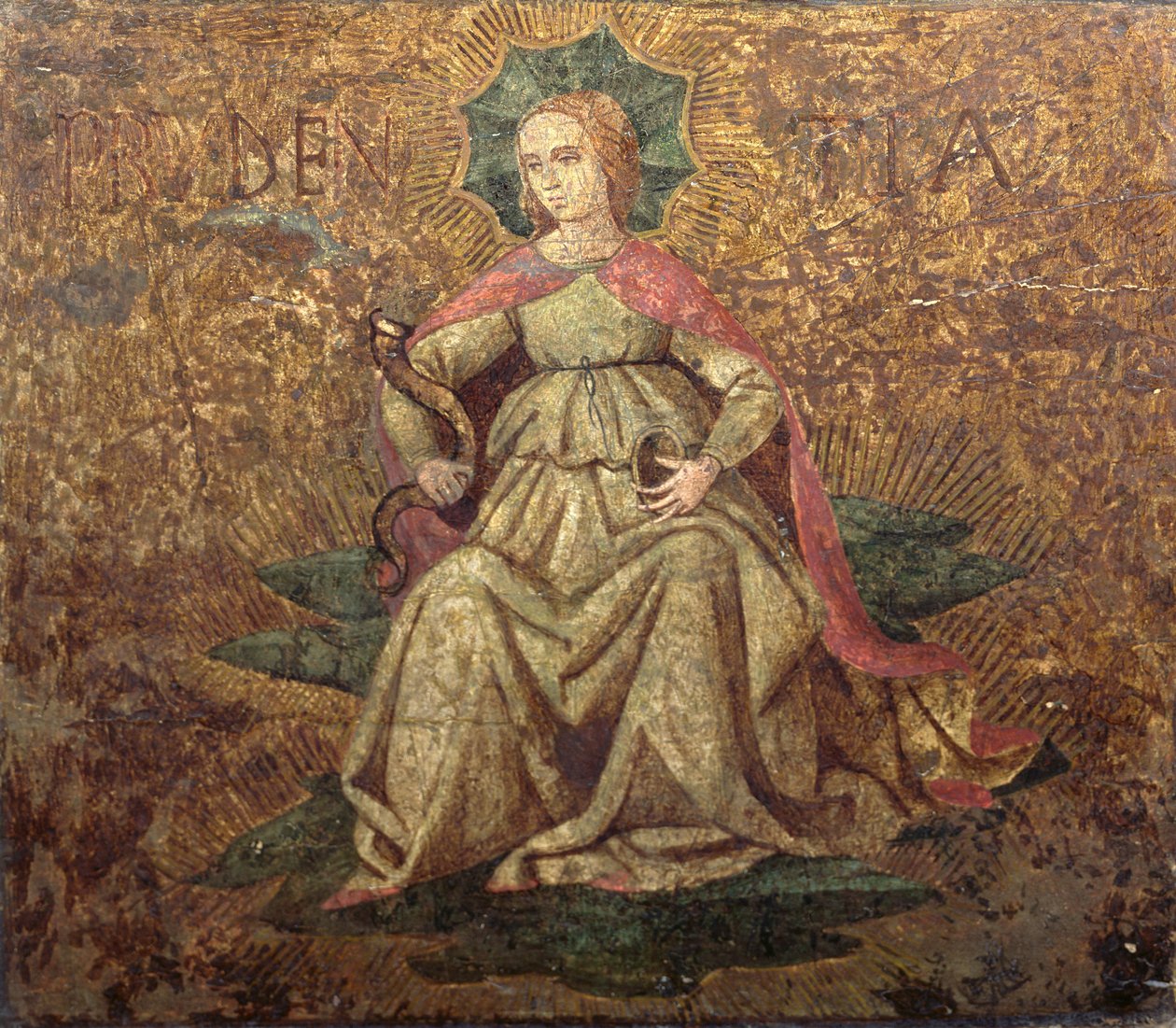 Alegoria da prudência, painel final de um cassone, c.1460-65 (têmpera no painel) (ver 76870) de Apollonio di Giovanni