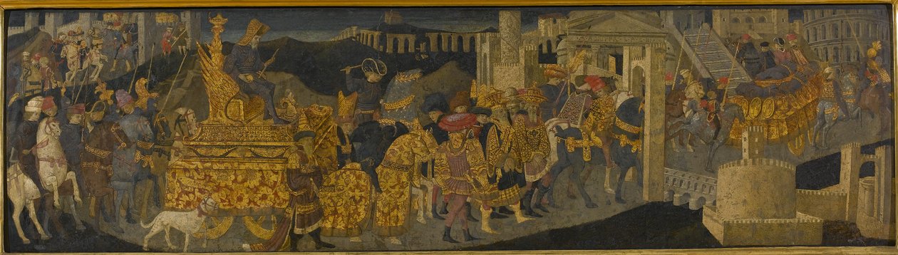 O Triunfo de Scipio Africanus (tempera com ouro e prata no painel) de Apollonio (studio of) & Marco del Buono (1402 89)