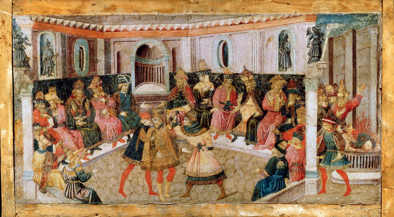 O assassinato de Júlio César, século XV. de Apollonio di Giovanni di Tommaso