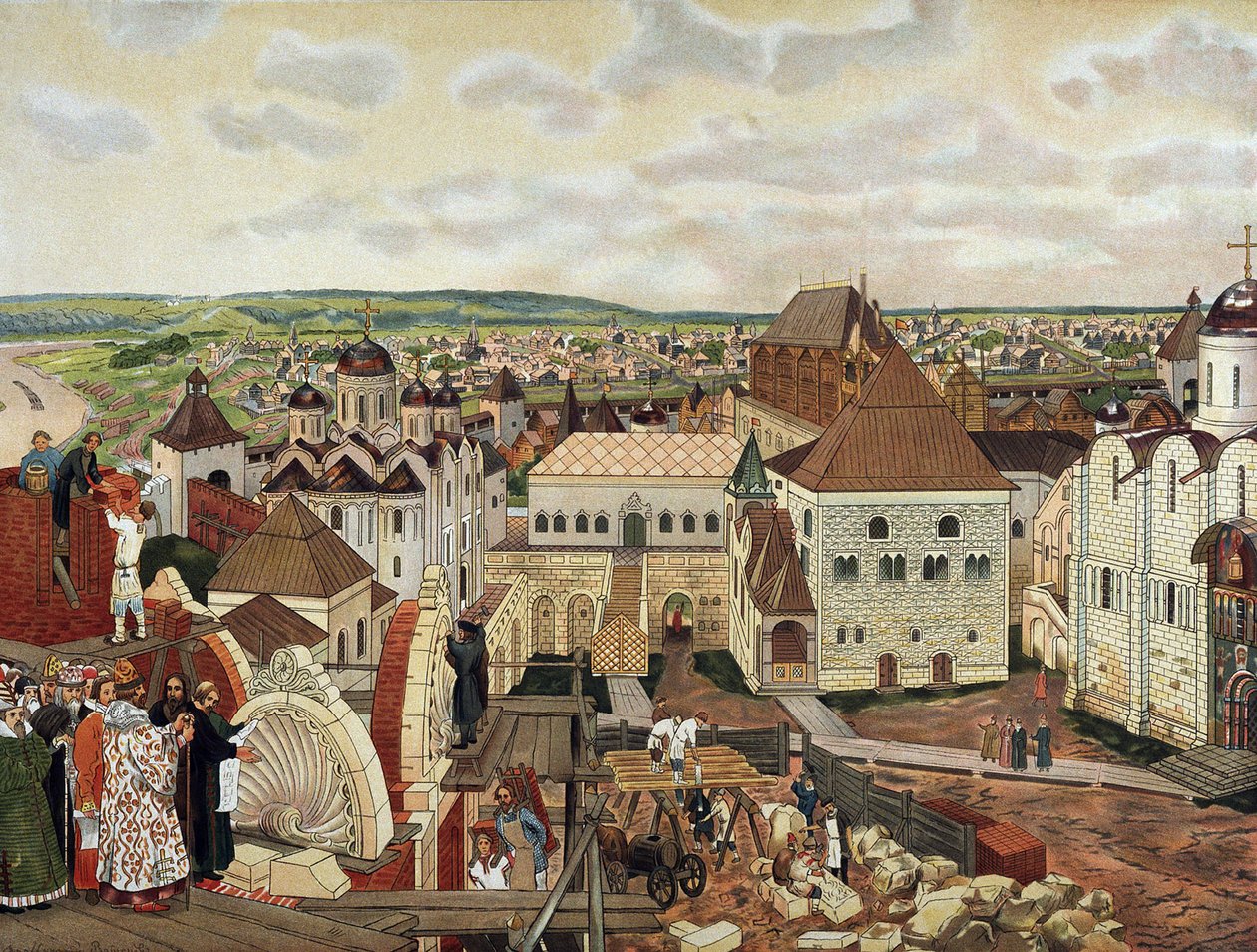 No Kremlin de Moscou, final do século 19 - início do século 20. de Appolinari Mikhaylovich Vasnetsov