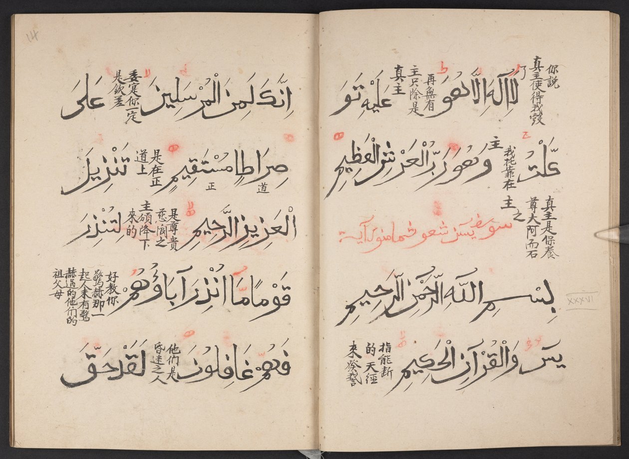 Alcorão, BL IO Islamic 3440, f.13v-14r de Arabic School