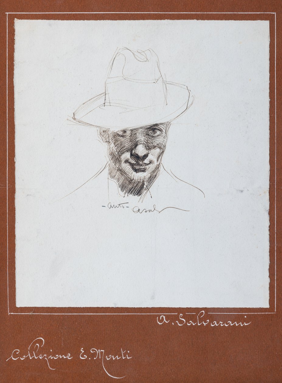 Autorretrato (desenho a tinta da China) de Arcangelo Salvarani