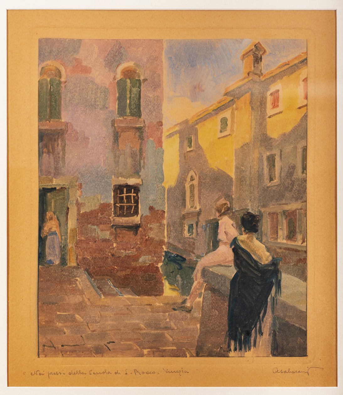 São Rocco em Veneza (aguarela sobre papel) de Arcangelo Salvarani