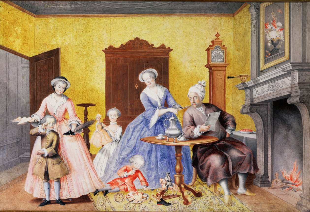 Natal na casa real da imperatriz Maria Teresa da Áustria (1717-1780) com seu marido, Francisco I (1708-65), e filhos, Maria Christine, Ferdinand I (mais tarde Duque de Modena) (1754-1806), Mar de Archduchess of Austria Maria Christine