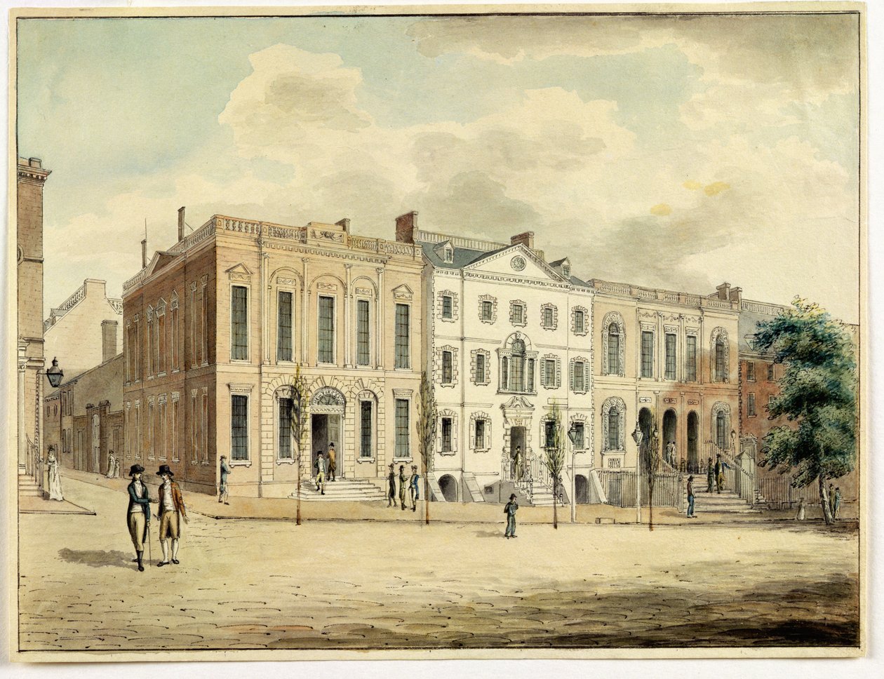 Canto nordeste da parede e William Streets, New York City, 1798 (wc e tinta no papel) de Archibald Robertson