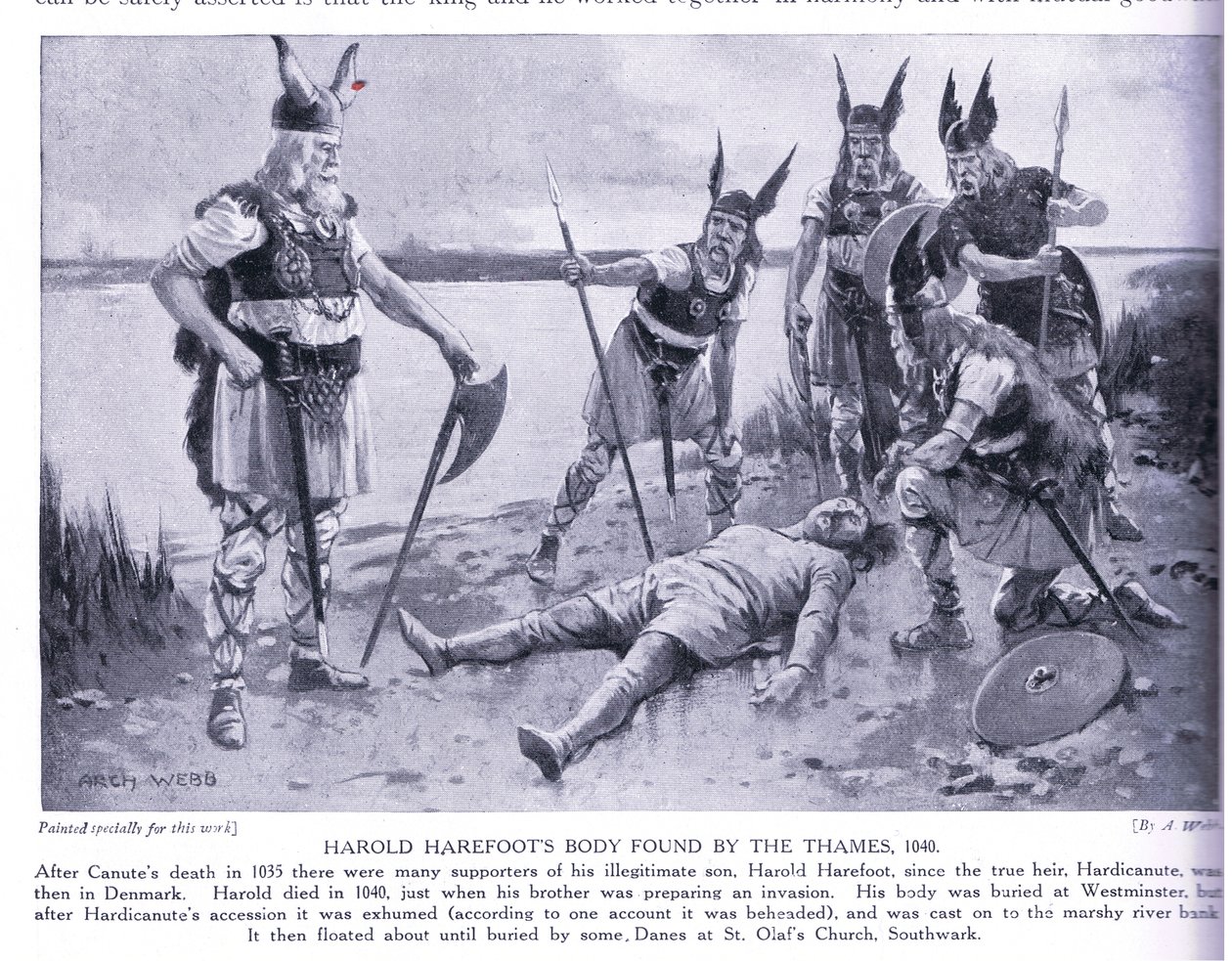 Corpo Harold Harefoots encontrado pelo Thames AD1040, década de 1920 de Archibald Webb