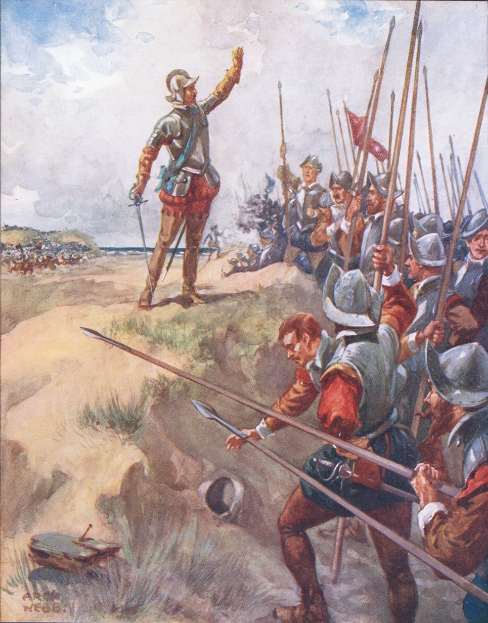 Eu serei o homem mais corajoso na luta, ilustração de Ballads of Famous Fights, c.1900 de Archibald Webb