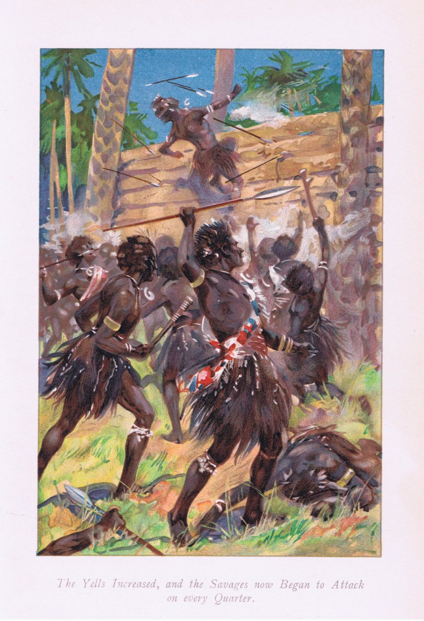 Os gritos aumentaram, e os selvagens agora começaram a atacar a cada trimestre, de 1900 de Archibald Webb