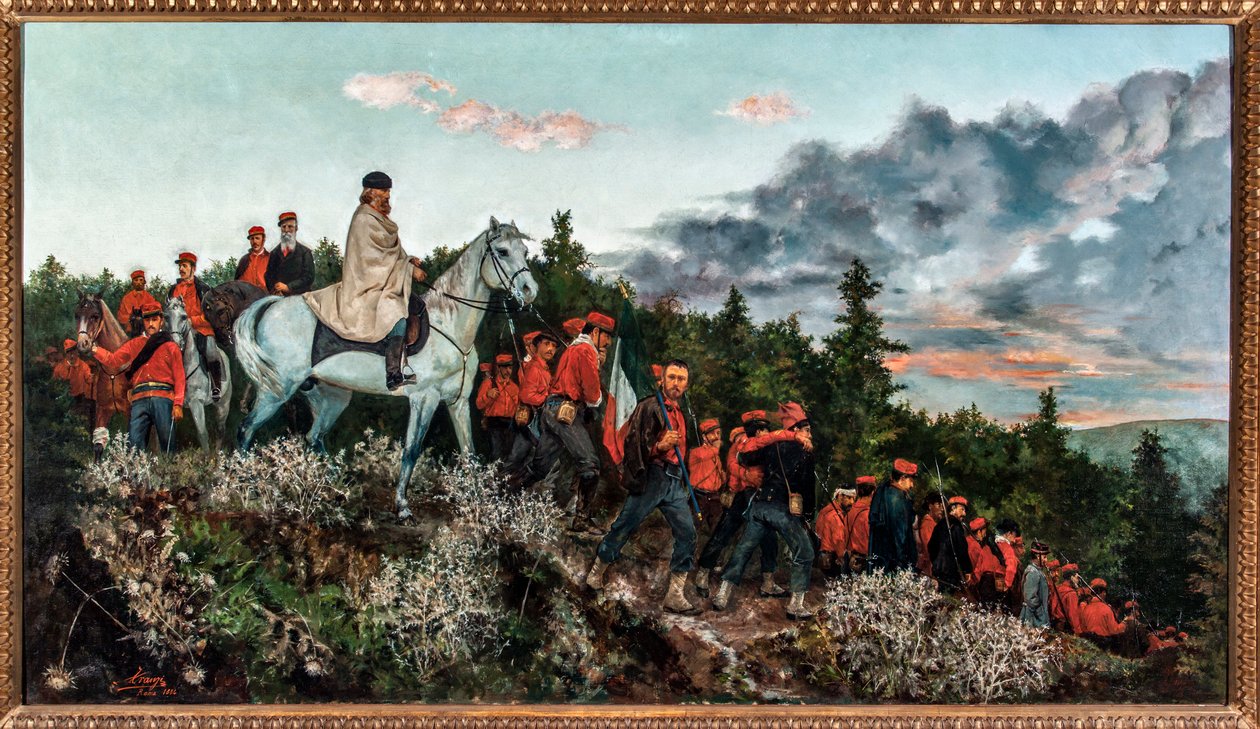 A Batalha de Mentana travada em 3 de novembro de 1867 (óleo sobre tela de Archimede Tranzi