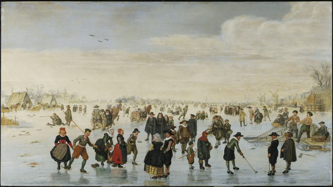 Patinadores no Amstel, c.1620 de Arent Arentsz