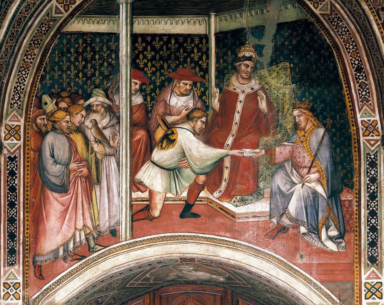 História do Papa Alexandre III, afresco de Spinello Aretino de Aretino Luca Spinello or Spinelli