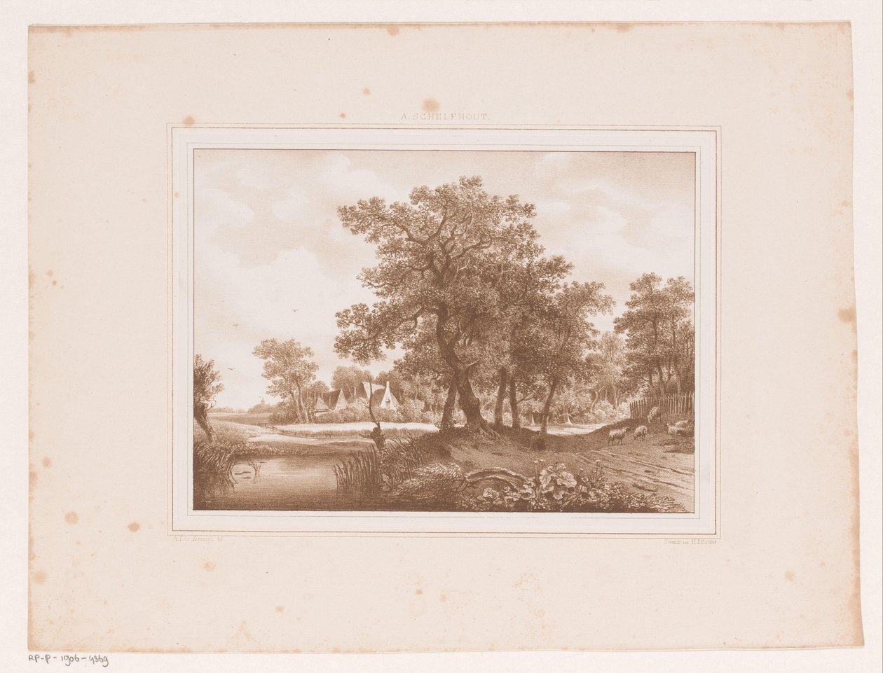 Vista de uma estrada de campo e de uma vala de Arie Ketting de Koningh