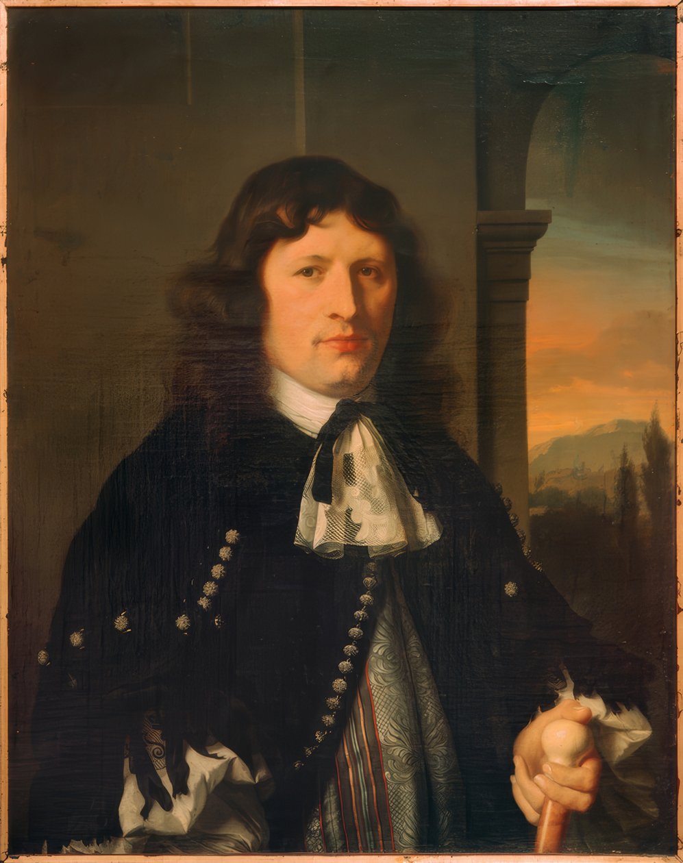 Retrato de um cavalheiro, meia figura à direita de Arie de Vois