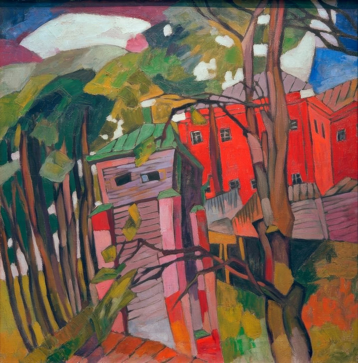 Paisagem com casa vermelha de Aristarch Wassiljewitsch Lentulow