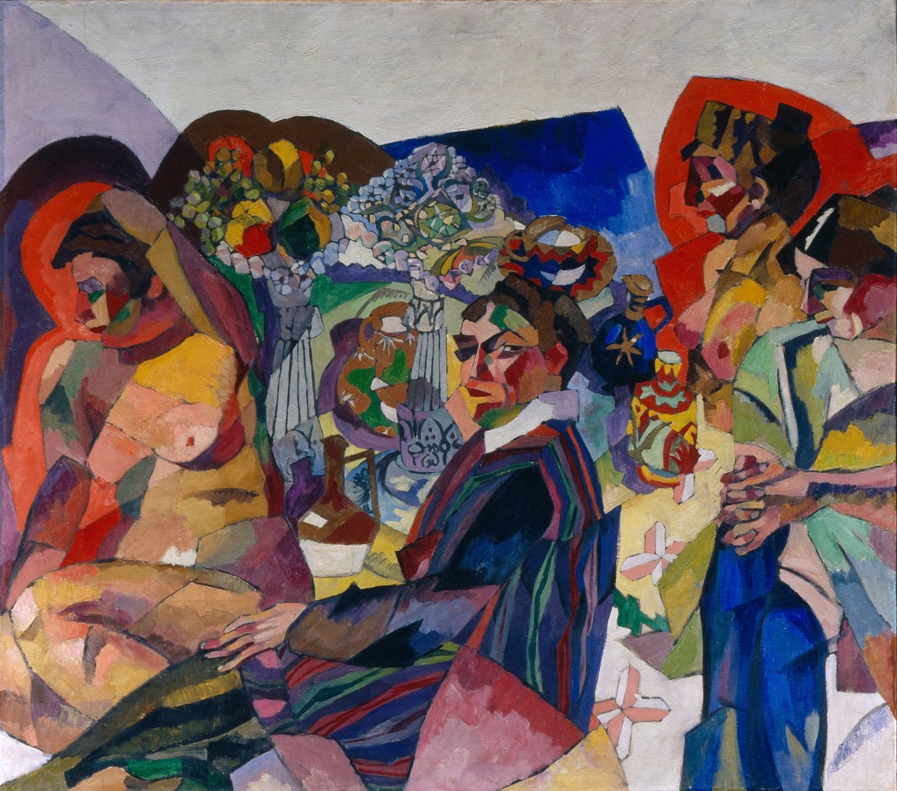 Empresa à mesa, 1916 de Aristarkh Vasilievic Lentulov