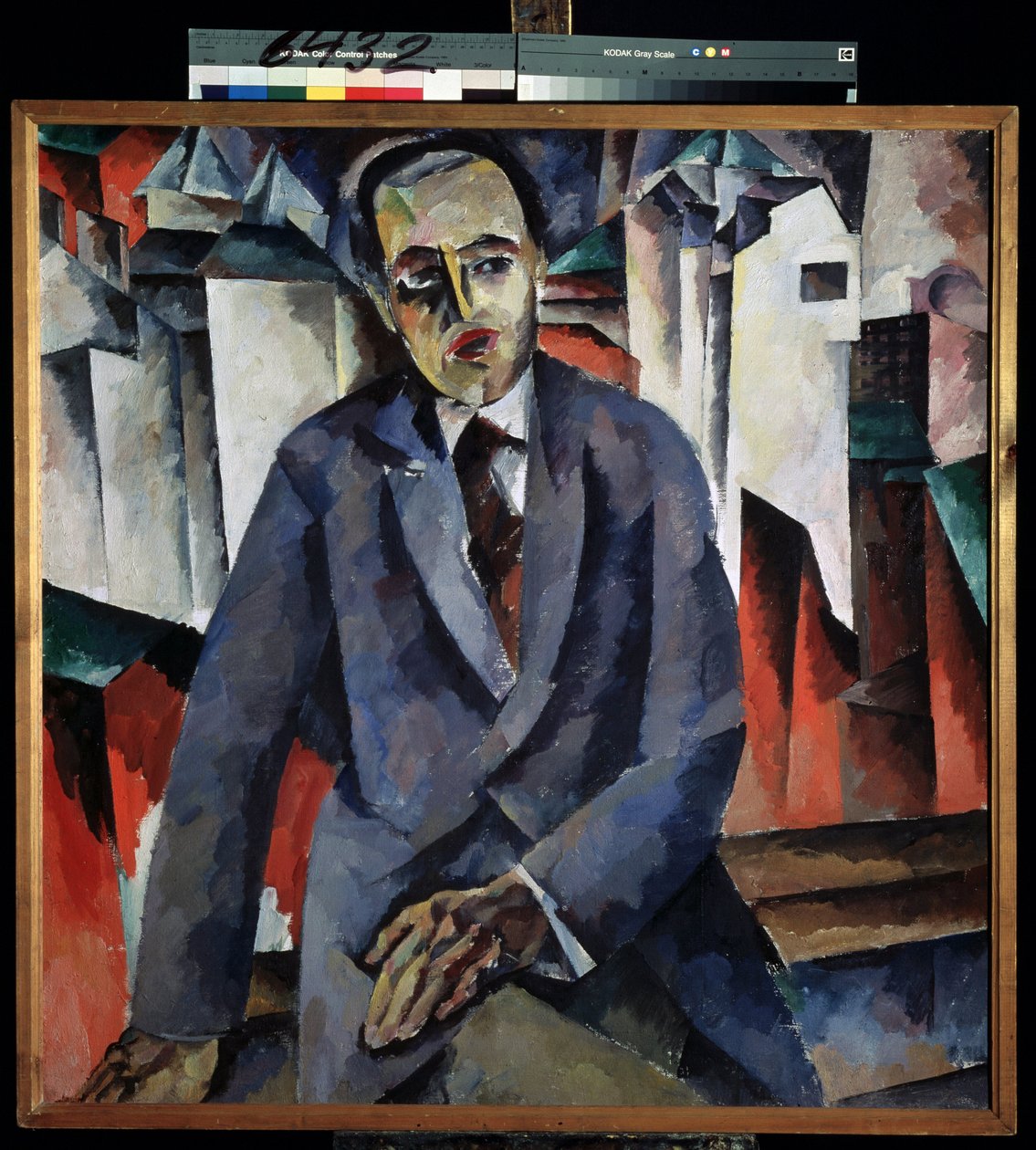 Retrato do Regisseur Alexander Tairov (1885-1950) (Retrato do Regisseur A. Tairov). Pintura de Aristarkh Vasilyevich Lentulov (Lentulov) (1882-1943), óleo sobre tela. Arte russa, vanguarda do século XX. Museu Estatal Russo, São Petersburgo. de Aristarkh Vasilievic Lentulov
