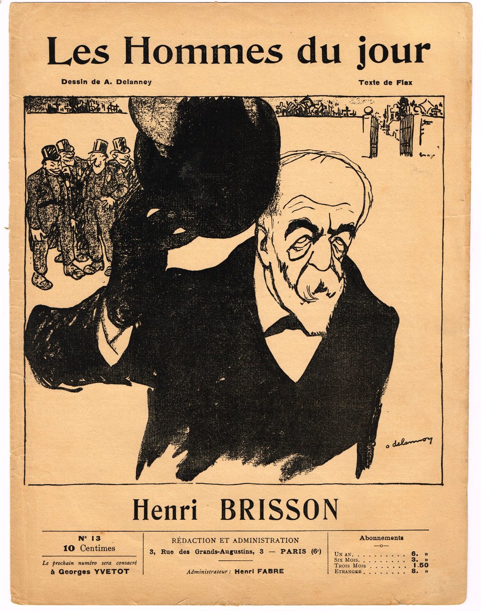 Capa de "Les Hommes du jour", Satirical B & W de Aristide Delannoy