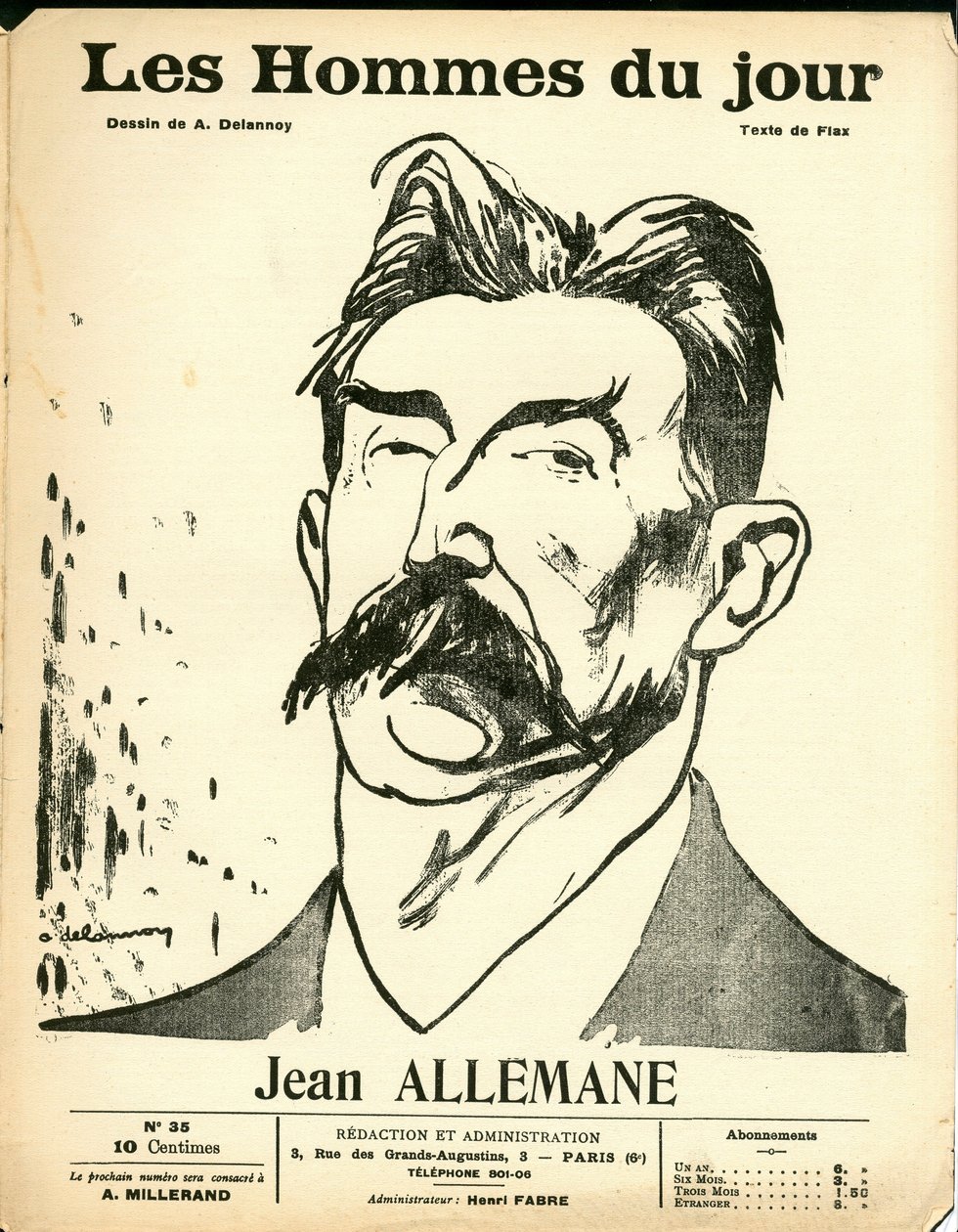 Capa de "Les Hommes du jour", Satirical B & W de Aristide Delannoy