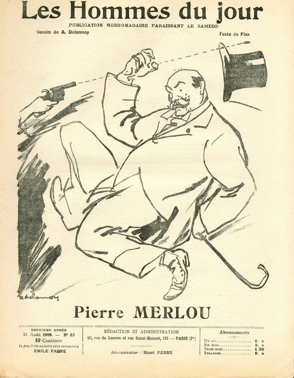 Capa de "Les Hommes du jour", Satirical B & W de Aristide Delannoy