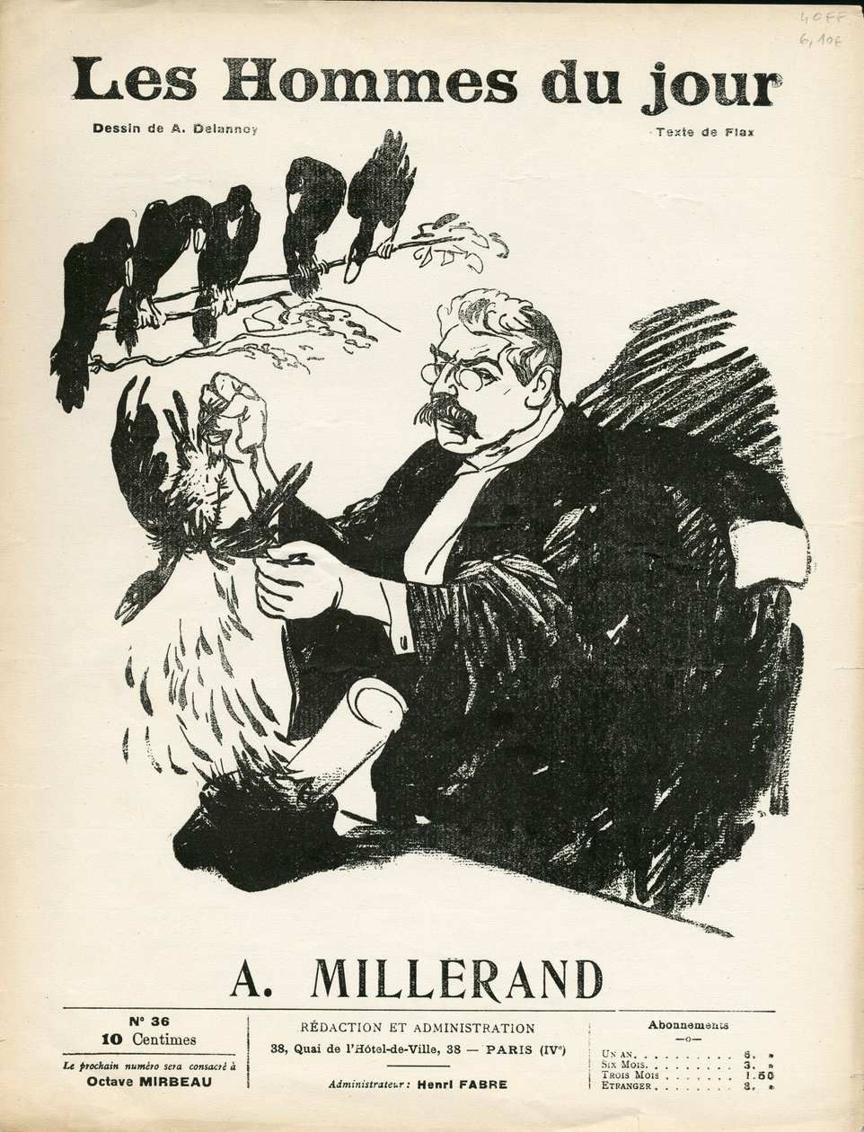 Capa de "Les Hommes du jour", número 36, Satirical in B&W de Aristide Delannoy