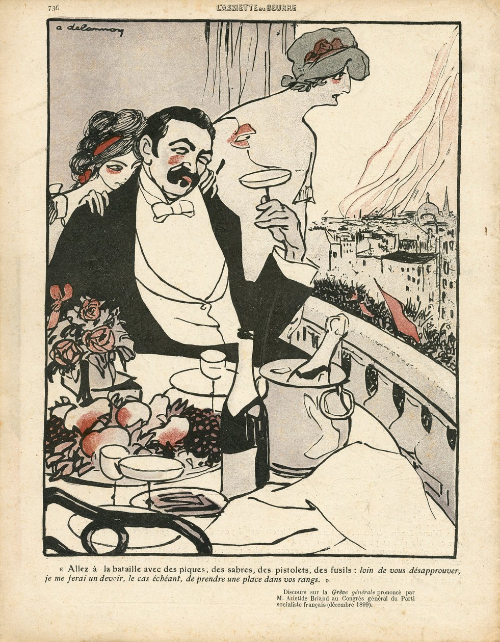 A Placa de Manteiga, número 410, de cor satírica de Aristide Delannoy
