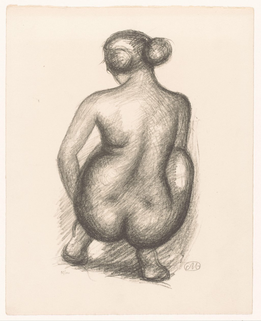 Mulher nua de cócoras vista de costas Femme accoupie de dos (título original) de Aristide Maillol (signed by artist)