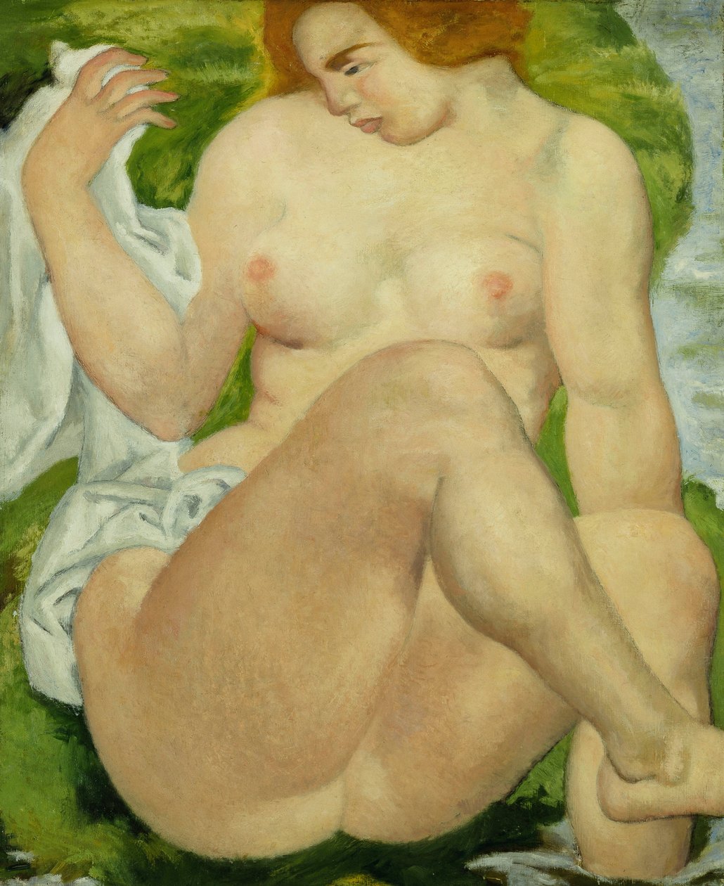Banhista na margem do rio; Baigneuse au Bord de la Riviere, c.1935 (óleo sobre tela) de Aristide Maillol