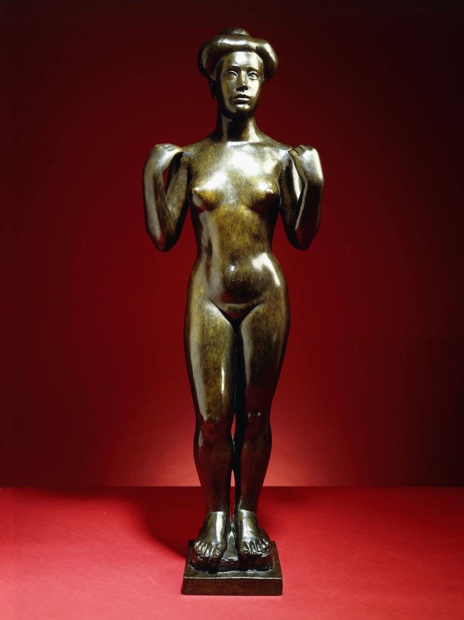 Banhista, com os braços levantados; Baigneuse, aux Bras Leves, c.1900 (bronze com pátina verde-marrom) de Aristide Maillol