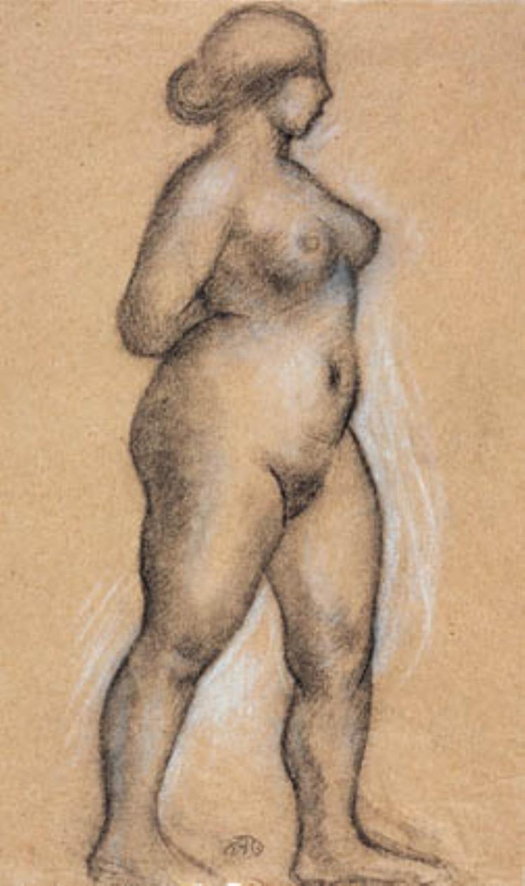 Modelo feminino visto de lado, caminhando para a direita de Aristide Maillol
