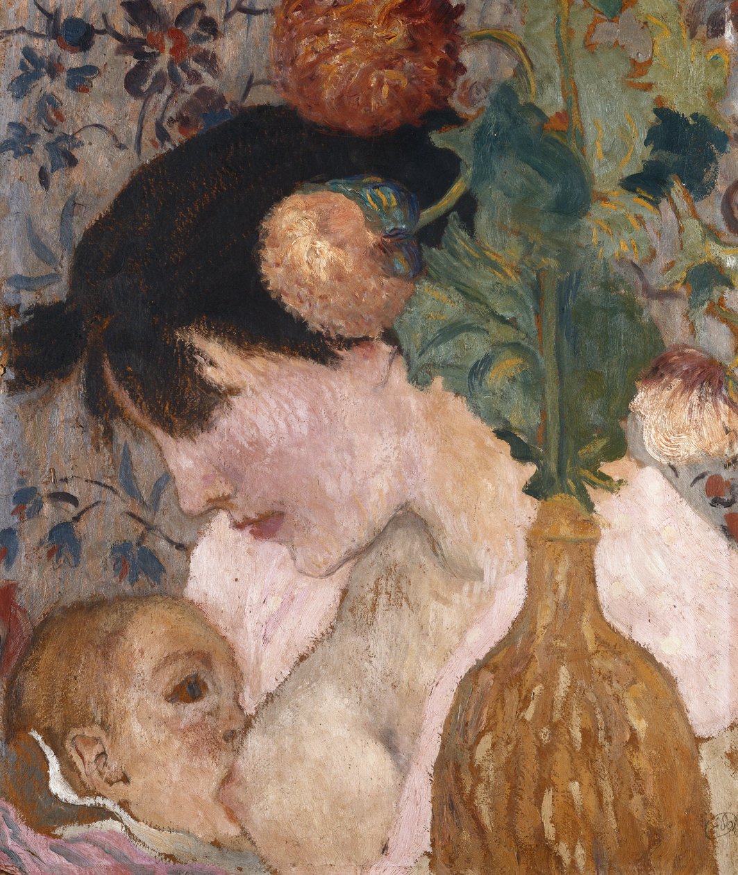 Mãe e filho; Mere et Enfant, c.1895 (óleo a bordo) de Aristide Maillol