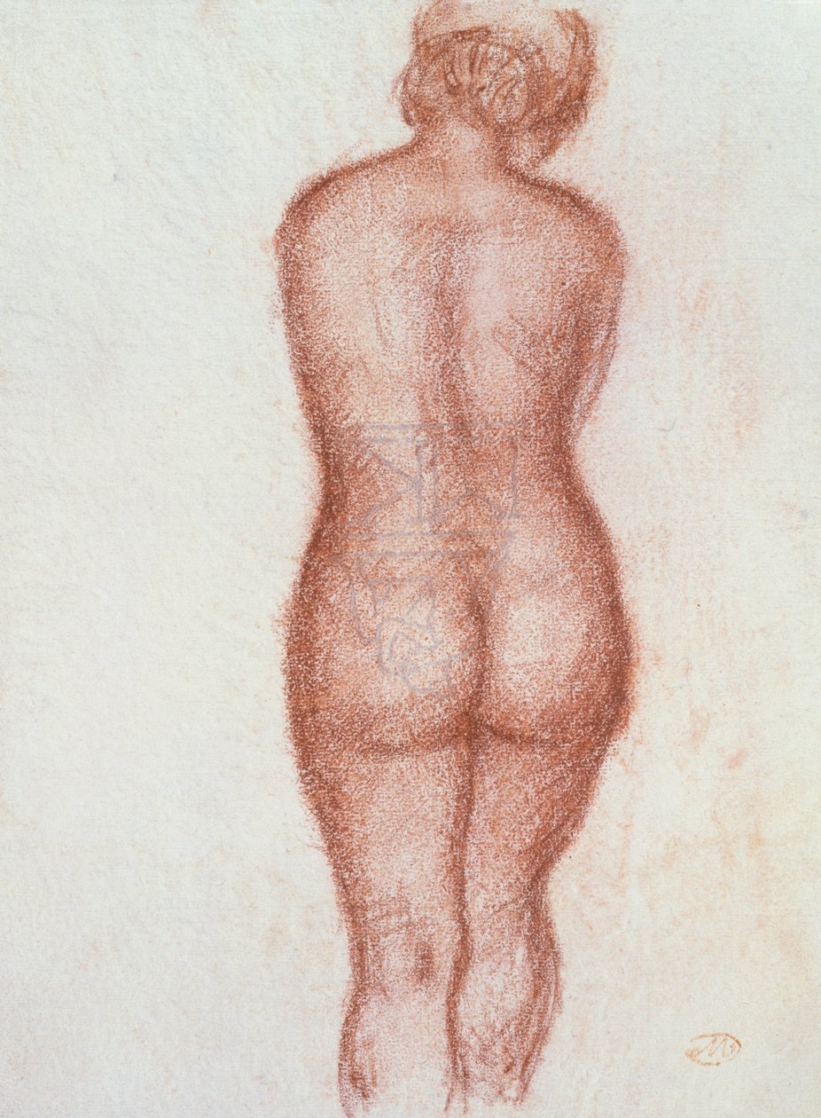Nu em pé de costas (pastel sobre papel) de Aristide Maillol