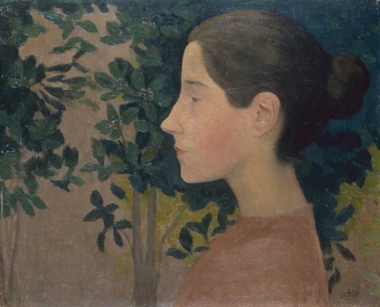 Perfil de uma menina (óleo sobre tela) de Aristide Maillol