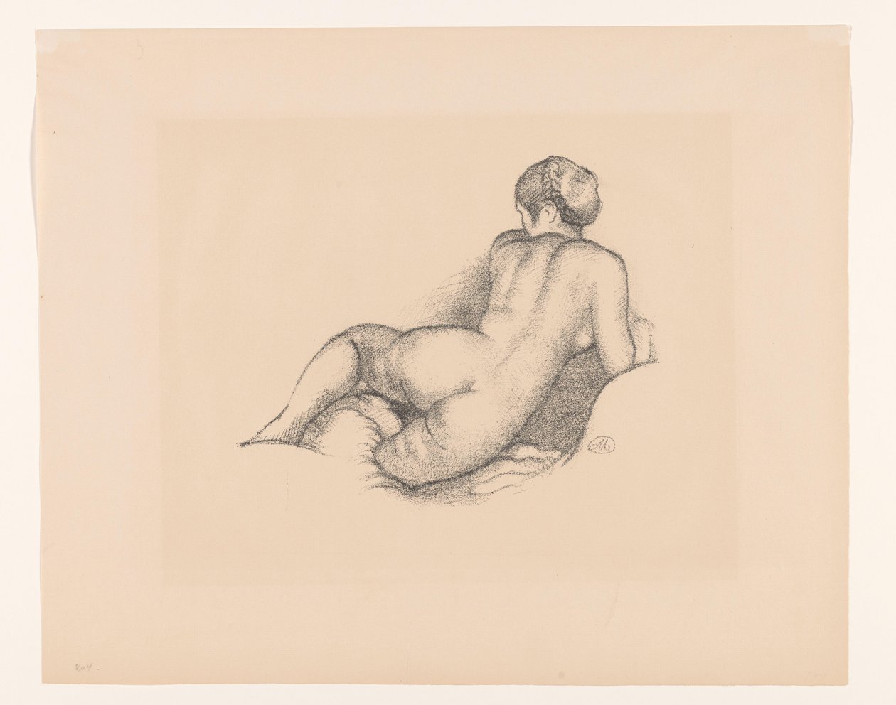 Nu feminino, visto de costas Dina, sur son coude droit (título original) de Aristide Maillol