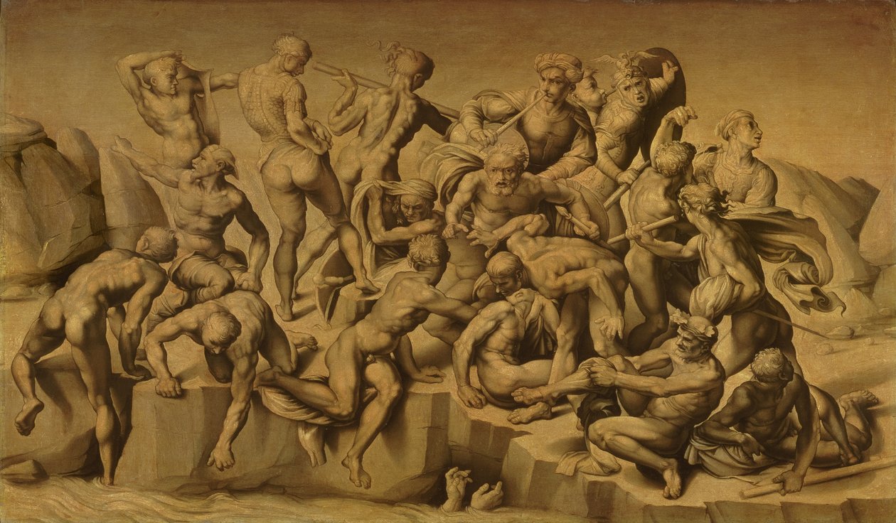 A Batalha de Cascina, ou Os Banhistas, depois de Michelangelo (1475-1564), 1542 de Aristotile da Sangallo