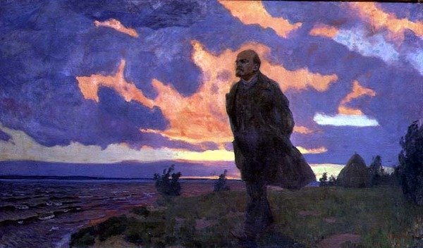 Vladimir Ilyich Lenine (1870-1924) na costa de Arkadij Aleksandrovic Rylov