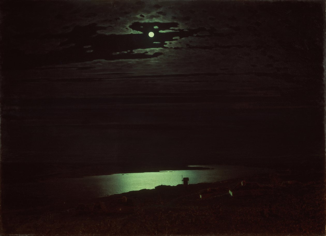 Noite enluarada no rio Dniepr, 1880 de Arkhip Ivanovich Kuindzhi