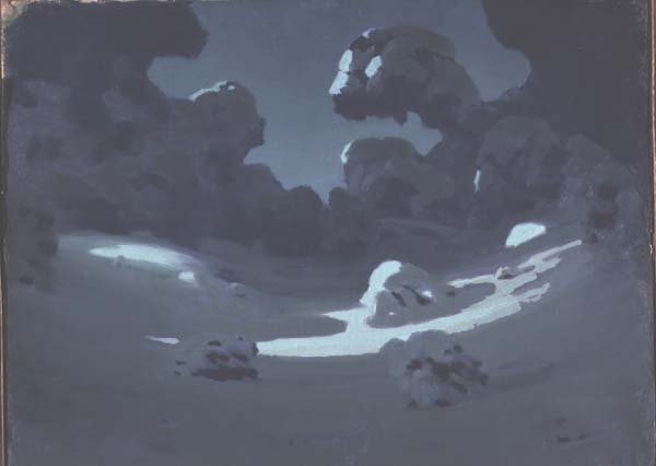 The Moon Lights a Clearing in the Forest (óleo sobre papel) de Arkip Ivanovic Kuindzi