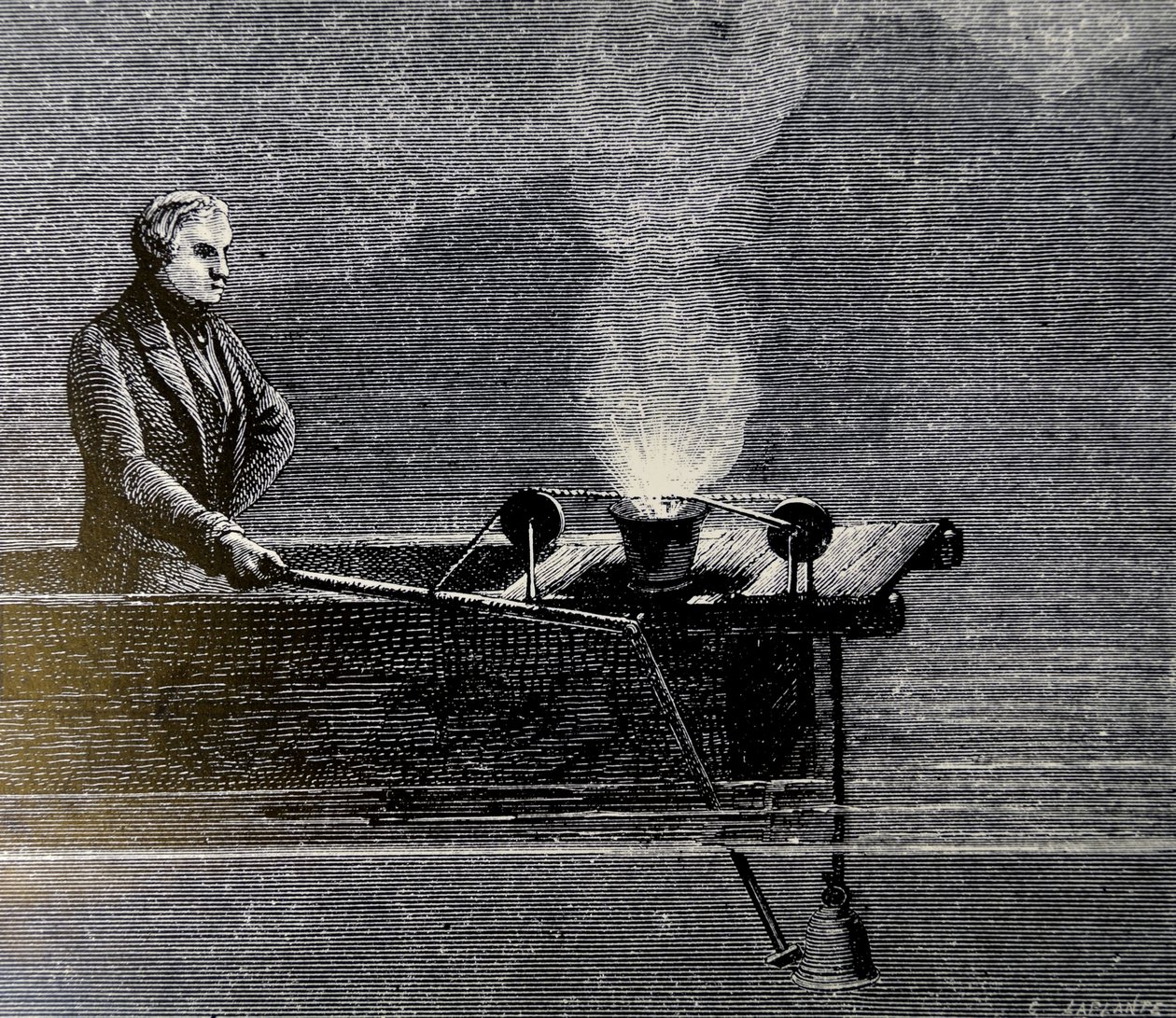 Experiência para medir a velocidade do som na água, 1873 de Armand Guilleminot