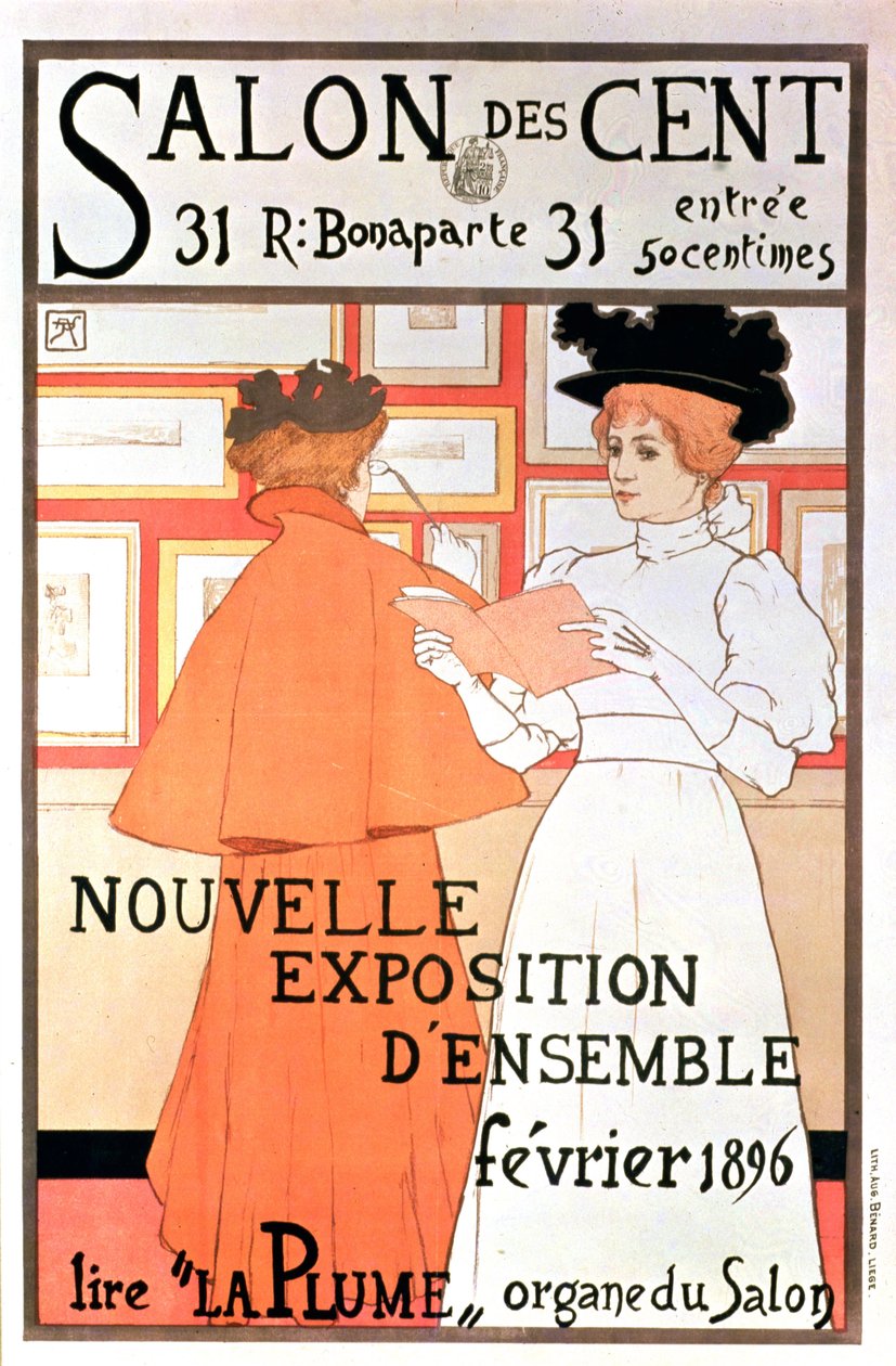 Cartaz publicitário de uma exposição no &39;Salon des Cent&39;, 1896 de Armand Rassenfosse