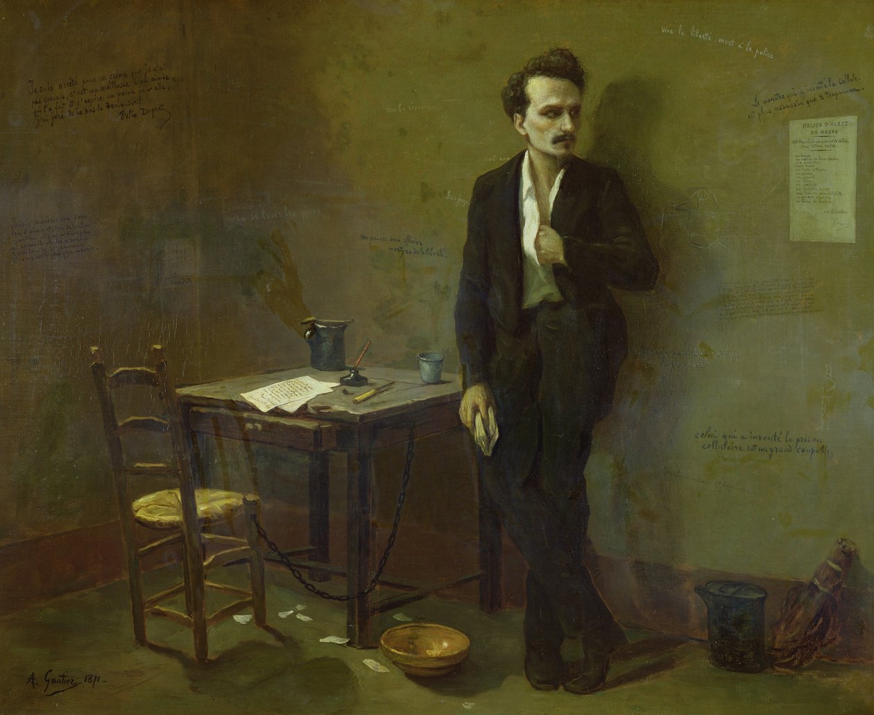 Henri Rochefort (1831-1913) na prisão de Mazas, 1871 de Armand Desire Gautier