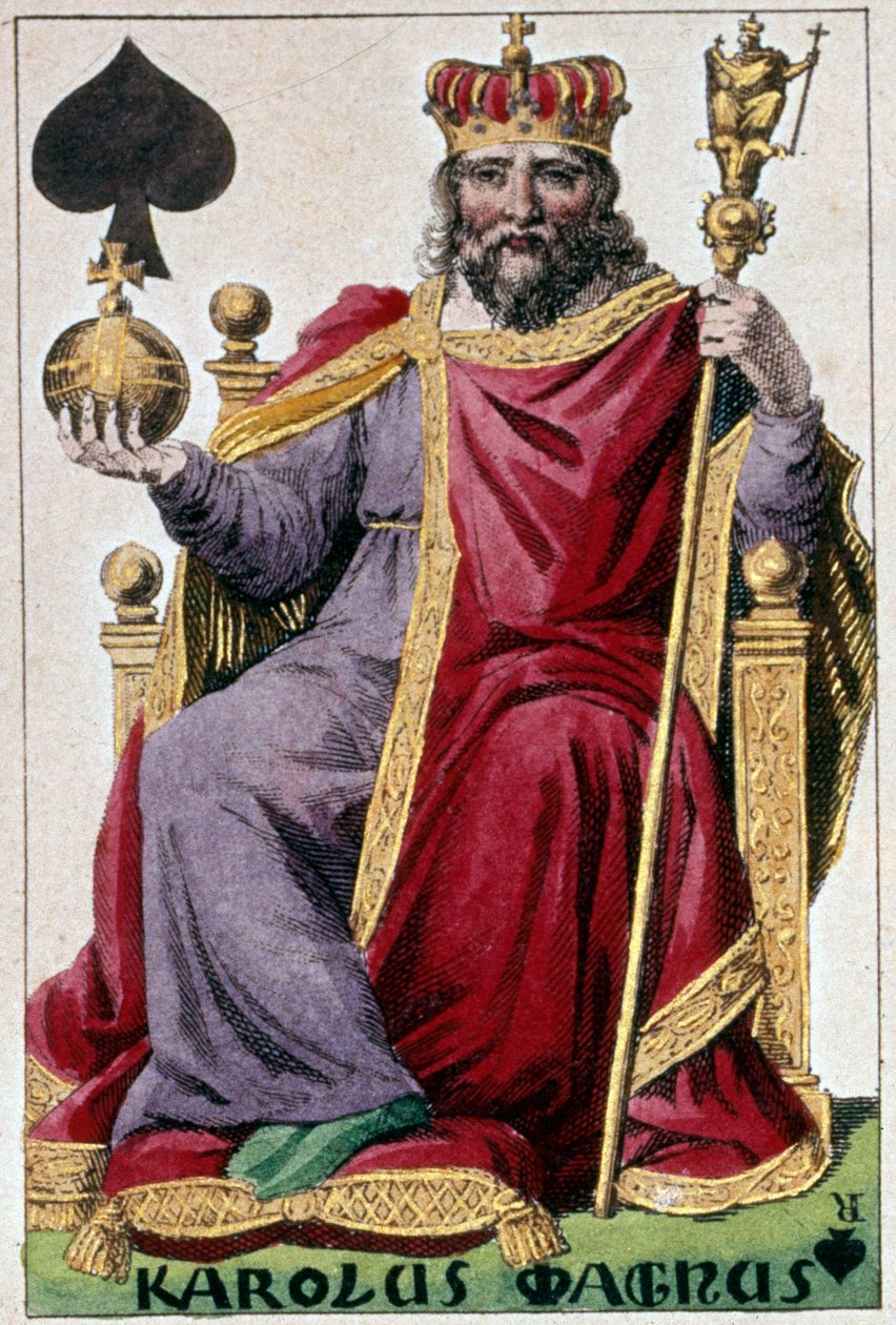 Representação de Carlos Magno (Carlos I chamou Carlos o Grande 742-814). Detalhe de uma carta de jogo feita por Gustave Houbigant (1789-1862) Paris B.N. do século XIX. de Armand Gustave Houbigant