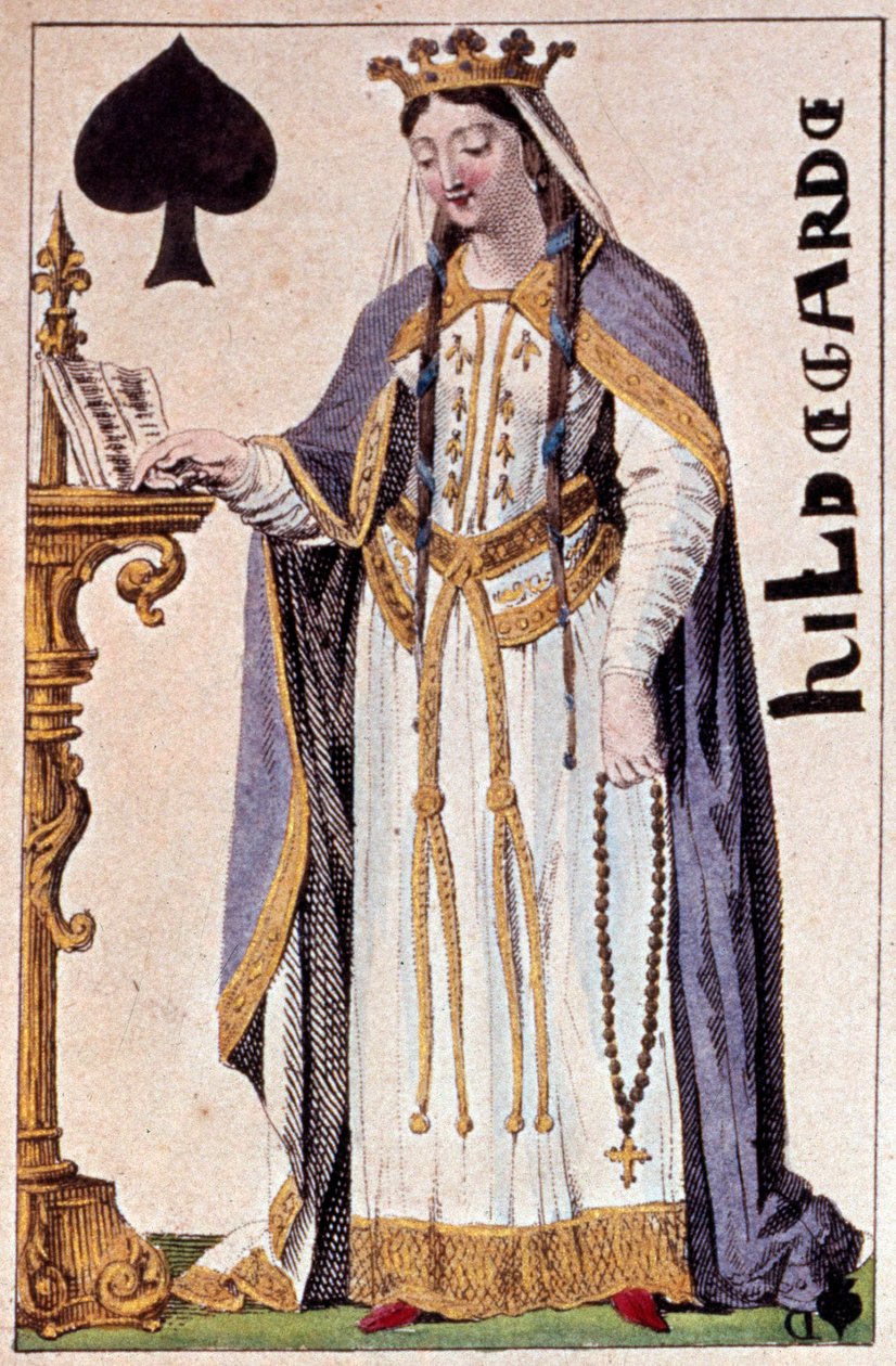 Representação de Hildegarde de Vintzgau (757-783), esposa de Carlos Magno (Carlos I). Pormenor de uma carta de jogo feita por Gustave Houbigant (1789-1862) Paris B.N. do século XIX. de Armand Gustave Houbigant