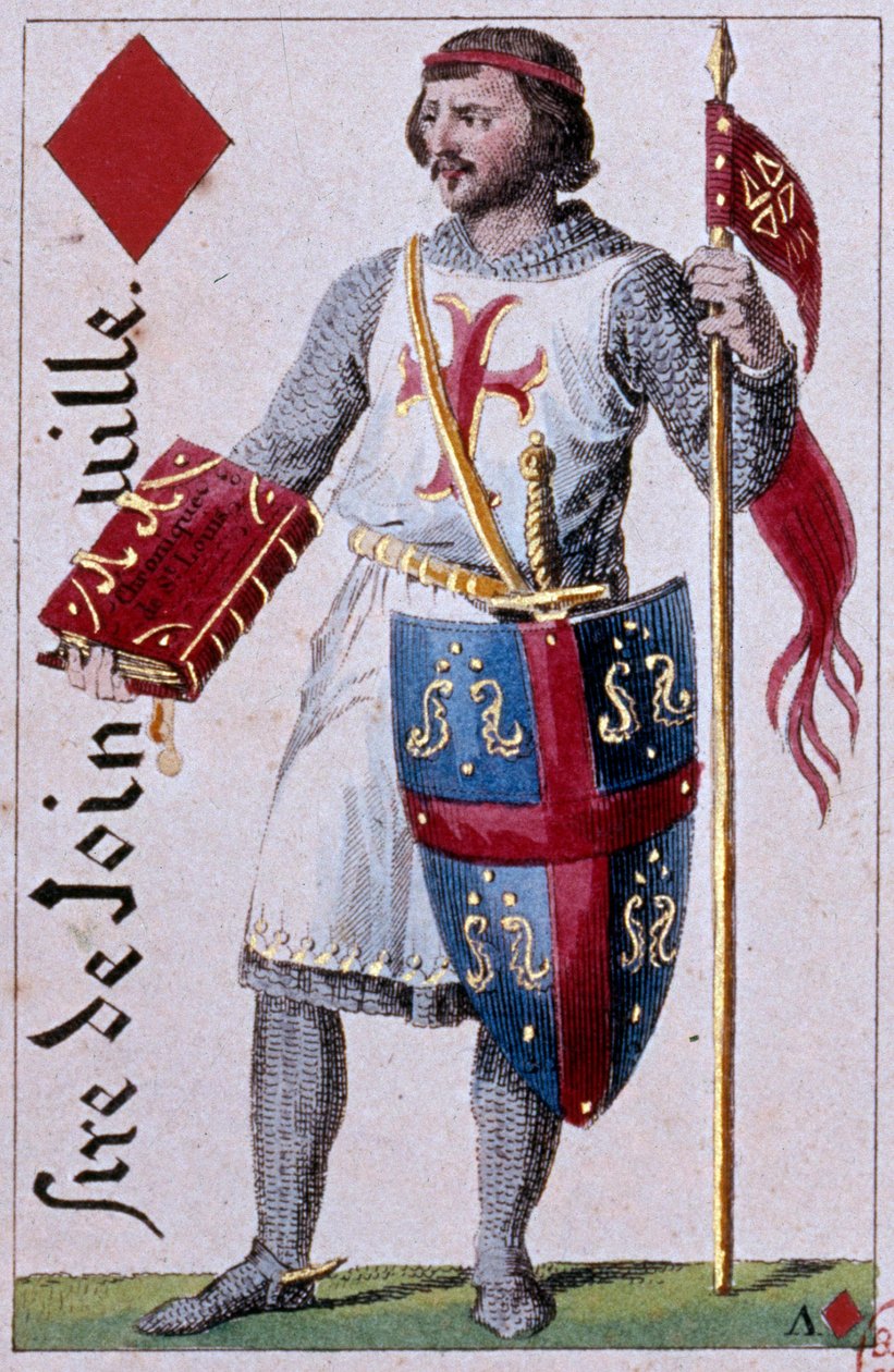 Representação de Jean de Joinville (1225-1317) amigo colunista francês e confidente do Rei Luís IX. Pormenor de uma carta de jogo feita por Gustave Houbigant (1789-1862) Paris B.N. do século XIX. de Armand Gustave Houbigant