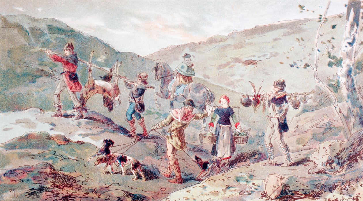 Festa de Caça do Século XIII com Porteiros de Armand Jean Heins