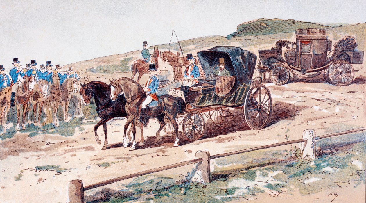 Um Postillion montado em um cavalo de carruagem, século XIX, 1886 de Armand Jean Heins