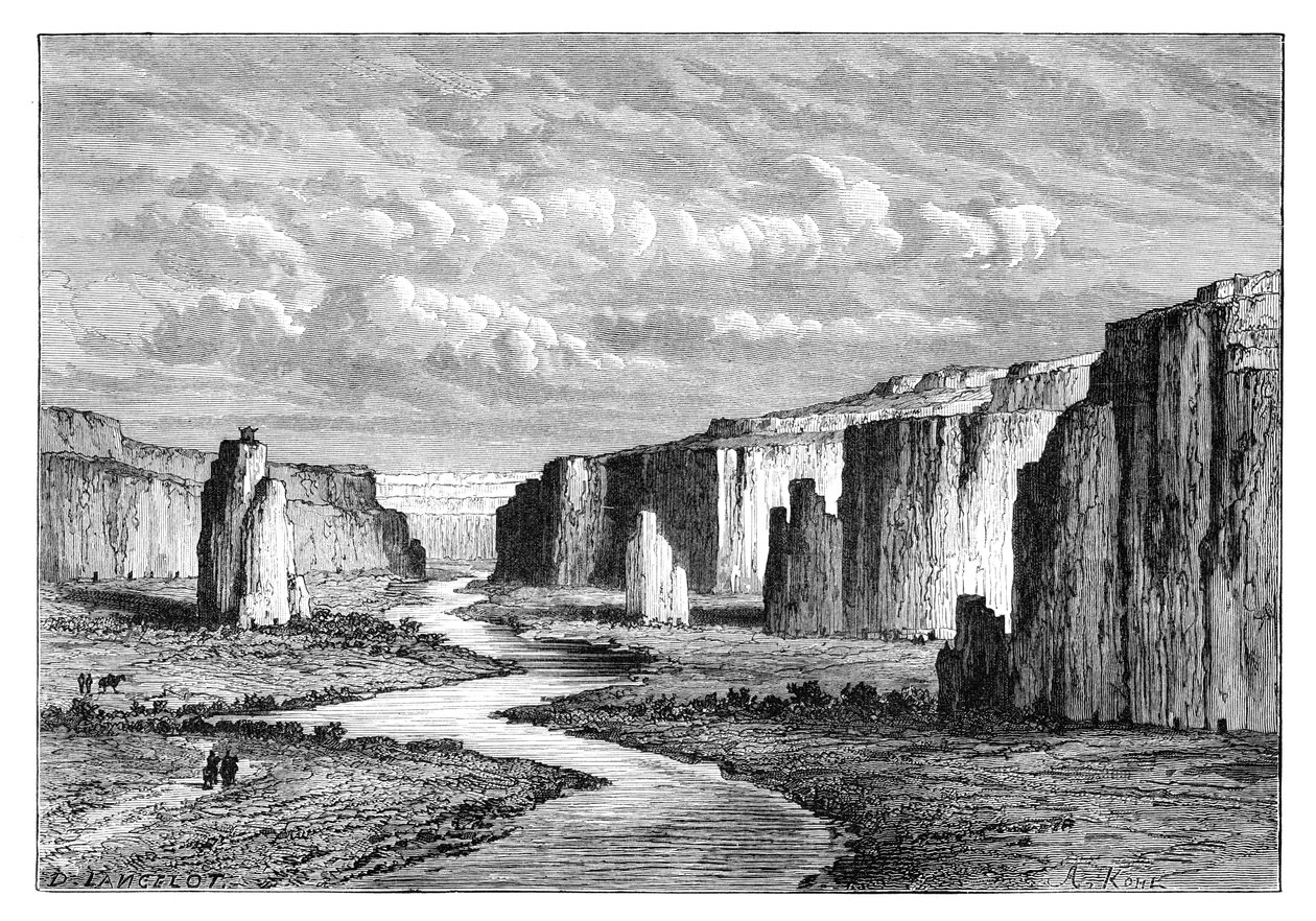 Penhascos na Terra Amarela, ao norte de Tai-Yeun, Shanxi, China, 1895. de Armand Kohl