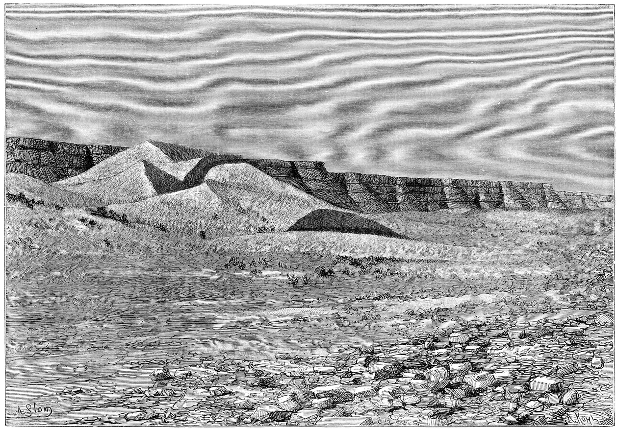 Falésias do Igharghar, tomadas do norte de Temassinin, c1890 de Armand Kohl