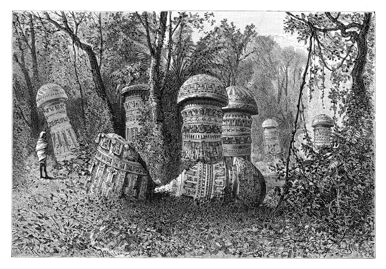 Ruínas de um templo de Ahom, Dinajpur, Upper Assam, Índia, 1895. de Armand Kohl